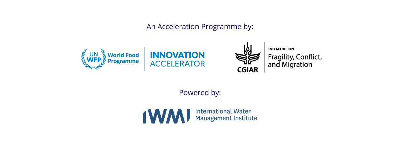 WFP Innovation Accelerator, CGIAR and IWMI logo lockup.