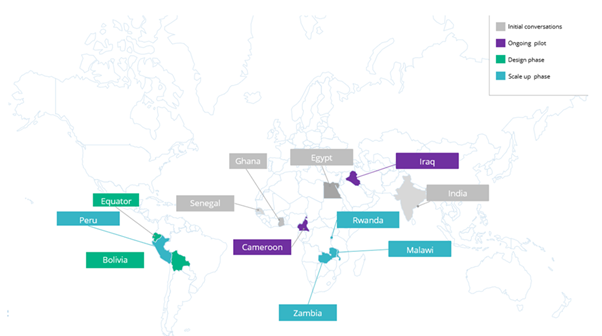 Image showing where SheCan is operating, or is in progress.