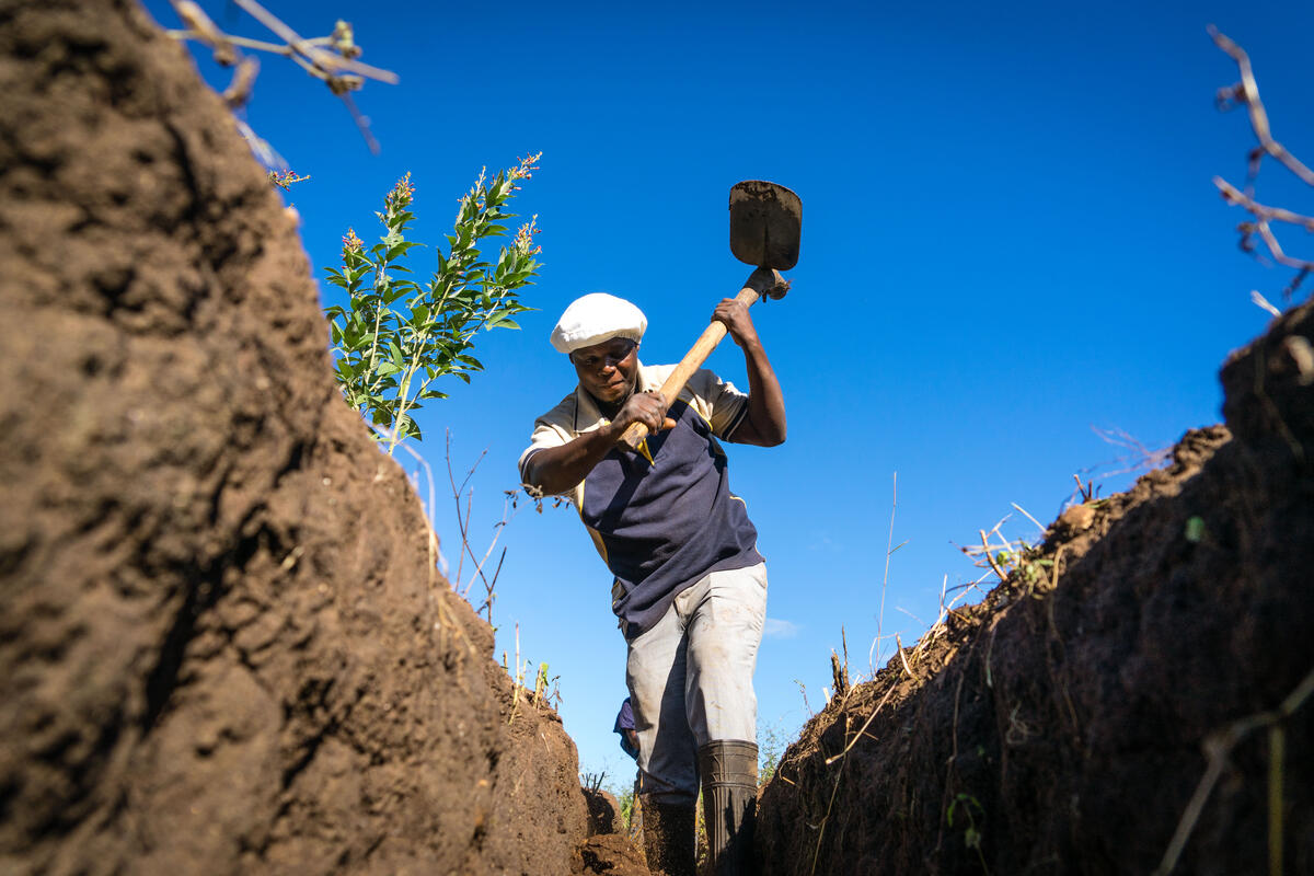Petros Malunnga working in his field in Blantyre, Malawi. Photo: WFP/Badre Bahaji