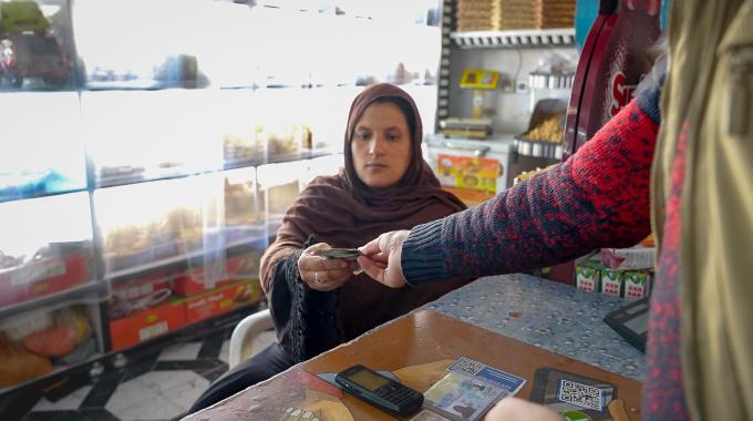 Woman receiving cash