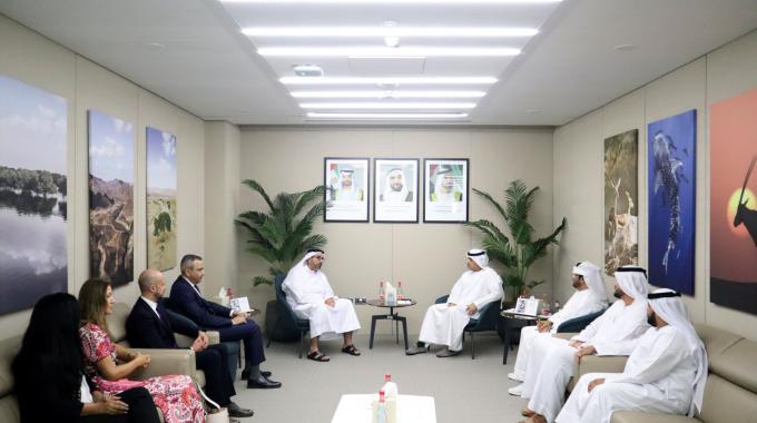 Representatives of MoCCAE and WFP sitting together during the signing of the recent MOU.