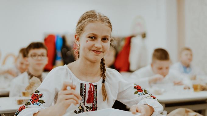 Kseniia, student in an underground classrooms in bomb shelters in Ukraine.