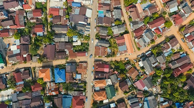 An aerial view of a city