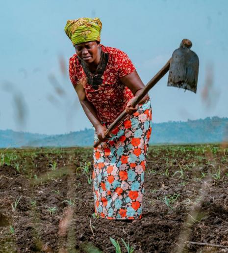In the photo, smallholder farmer Mukakarisa Blandine, a maize farmer and a SheCan initiative participant in Rwanda. June, 2022. Photo: WFP/Irihose Mugiraneza Benjamin.