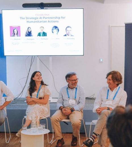 Partners presenting the partnership at the AI For Good Summit in Geneva and at the AI for Impact AI Ecosystem Event at the WFP Innovation Accelerator office in Munich in July.