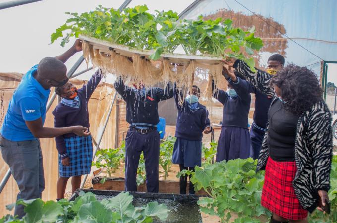 Learners from Woodlands B Primary School at Hydroponics Garden_WFP_PaulMboshyaJr 